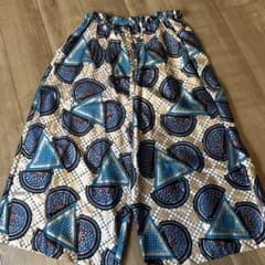 【SAWASAWA】ワイドパンツ　アフリカ布ライム柄コットンサテン地のサムネイル