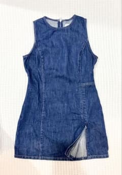 ZARA デニム ノースリーブ ミニワンピースのサムネイル