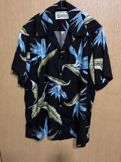 美品 PRADA プラダ バナナ柄 レーヨン アロハ 半袖シャツ ファイヤー S