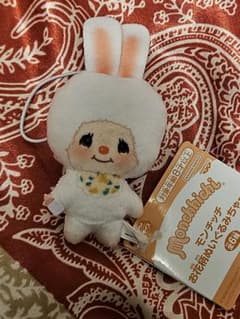 モンチッチ　お花柄ぬいぐるみちゃーむ　チムたん　白のサムネイル