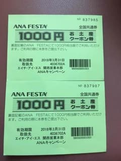 ANA FESTA クーポン券2000円分 アナフェスタのサムネイル