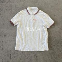 PRADA ホワイト ポロシャツ ストライプ襟 PRADA ピンク ポロシャツ ストライプ襟 XL - メルカリ