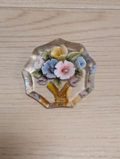 ヴィンテージ クリア ブローチ 花かご レトロのサムネイル