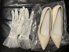 ウェディングシューズ ヒール7cm 白 パンプス 結婚式 ブライダルのサムネイル