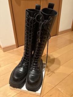 SLY 編み上げブーツ LACE UP KNEE BOOT※エコメルカリ便割引有 LACE UP KNEE BOOTS ボリュームソール ロングブーツ SLY - メルカリ