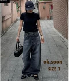 ok.soon original wide denim black - メルカリ