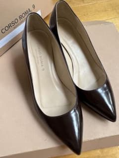 【コルソローマ 9】IENAイエナ取扱 エナメル ダークブラウン パンプス