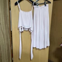 プリーツキュロット キャミソール セットアップ ピンクベージュのサムネイル