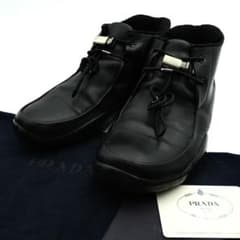 PRADA チャッカブーツ ブラック レザー イタリア製 PRADA プラダ チャッカブーツ スニーカー ハイカット レザー 黒 8