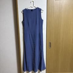 レディース ロングワンピース ノースリーブ ブルーのサムネイル