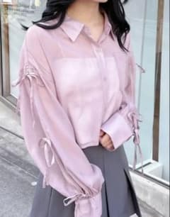 袖リボンラメシアーショートシャツのサムネイル