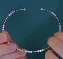 K18YG あこや真珠 ステーション バングル 3連 18K アコヤ 弾力 - メルカリ