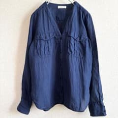 美品トゥモローランドマカフィーリネンセーラーシャツ　ネイビー　36　麻100% m74010213617_1.jpg?1776078695
