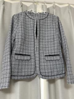 チェック柄ノーカラージャケットのサムネイル