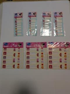 Disney Minnie Name Stickers, 7-Pack Set, Name Labels, for Kindergarten/School Entry, Unused
