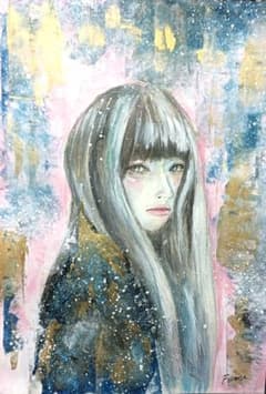 水彩 美人画 抽象 現代アート アナログアート イラスト 原画 インテリア 水彩 美人画 抽象 現代アート アナログイラスト イラスト 原画