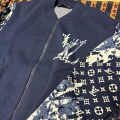 美品Louis Vuitton ネイビー ジップアップ コットンニットブルゾンL 