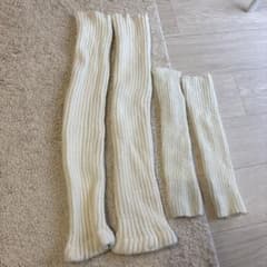 クリーム色 リブ編み レッグウォーマー 2サイズセット - メルカリ