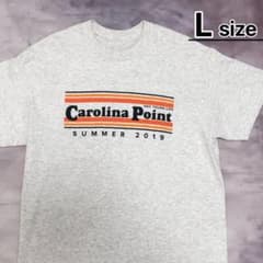 USA古着　Tシャツ　L　ライトグレー　杢　霜降り　プリント　イベント　ロゴ