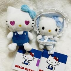 ハローキティ マスコット カラフルボンネット 水色 ブルー　いろいろ表情　2個