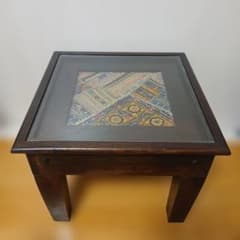 インド刺繍 ミラーワーク ガラス天板　ミニローテーブル インド刺繍 ミラーワーク ガラス天板 ミニローテーブル - メルカリ