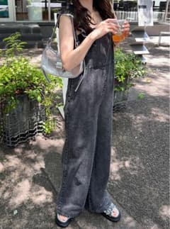 ダークグレー デニムオーバーオールのサムネイル