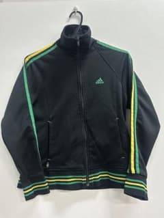 adidas トラックジャケットストライプ ジャージ ブラック　古着のサムネイル