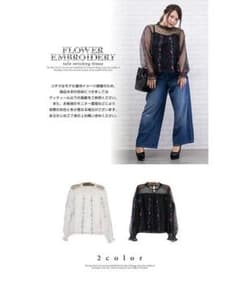 クレット 花刺繍チュール切替ブラウスのサムネイル