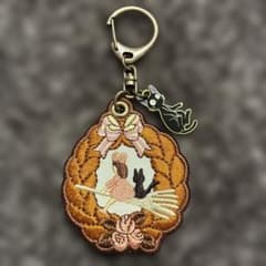 Kiki's Delivery Service Embroidered Keychain: Kiki, Jiji, Bread Wreath