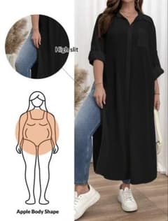 ロングシャツワンピース ブラック ハイスリットのサムネイル