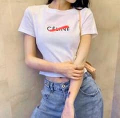 韓国ファッション　白　Tシャツ　ロゴ消しのサムネイル