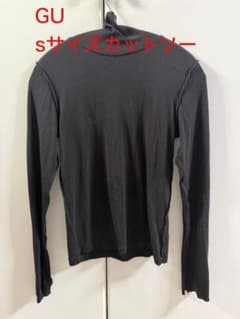 GU リブ ハイネック カットソー ブラック S