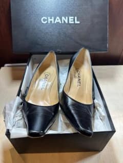 CHANEL パンプス ブラック 36.5C レザー ポインテッドトゥ - メルカリ