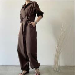 【新品】sourire ジャンプスーツ　オールインワン　ブラウン　フリーサイズ