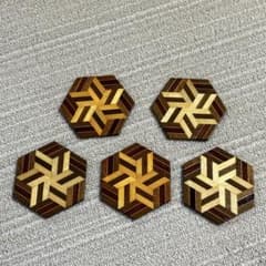 箱根寄木細工 六角コースター 5枚セットのサムネイル