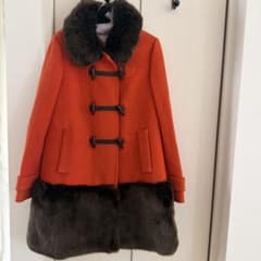 ケイトスペード オレンジ エコファー付きダッフルコート - メルカリ