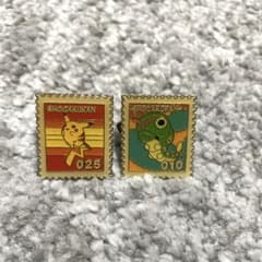 ポケモン キャタピー ピカチュウ 切手 スタンプバッジ 小学館 010 025