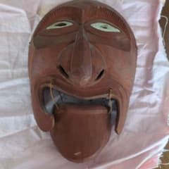 面、民俗、木製、作家印あり。mask.韓国