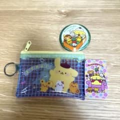 サンリオ　ポムポムプリン　リング付きポーチ　スライド缶　缶バッチ　セットのサムネイル