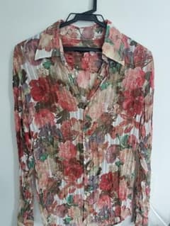 花柄プリーツ長袖シャツのサムネイル