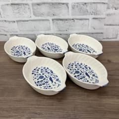 D4② 【昭和レトロ】小花柄 グラタン皿 オーバル型 5枚セット ビンテージ D4① 【昭和レトロ】小花柄 グラタン皿 オーバル型 5枚セット