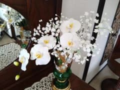クレイフラワー：樹脂粘土：豪華；胡蝶蘭とカスミ草6本 - メルカリ