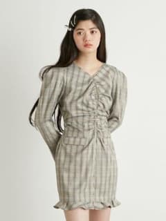 Lily Brown フロントギャザーミニワンピース チェック柄 極美品のサムネイル