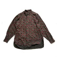 80s イギリス製 LA ROCKA！長袖 開襟シャツ バイク 薔薇 総柄 80sヴィンテージ ジョンソンズLA ROCKA！薔薇柄シャツ ロカビリー
