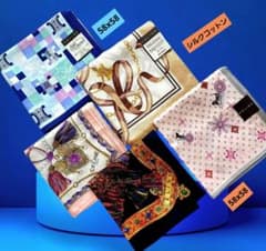 新品未使用 CELINE 大型シルクコットン スカーフハンカチセット●バラ売りX 新品 CELINE シルクコットン入り/大型ハンカチーフ3枚/ハンカチまとめ