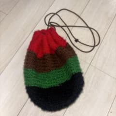 ハンドメイド ニット巾着袋 マルチカラーのサムネイル