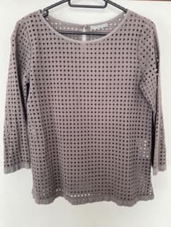 theory luxe パンチングレース トップス グレージュ38綿100%のサムネイル