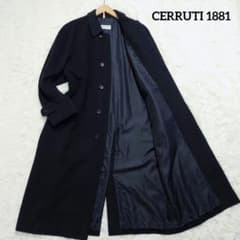 チェルッティ ステンカラーコート バルマカーン ヘリンボーン 黒 48 L