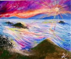 ★彼方へ　かなたへ　絵画　雲海　風景画　F3キャンバス　空　雲　山のサムネイル