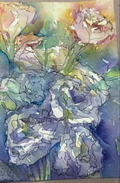 水彩画 花の絵 抽象画 アート - メルカリ